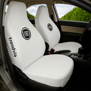 Fiat Logolu Beyaz Penye Oto Koltuk Kılıfı Ön ve Arka Takım - Oto Servis Koruyucu Kılıf