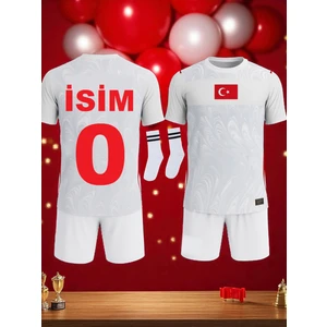 Türkiye Beyaz Milli Takım Isme Özel Yazdırmalı Çocuk Halı Saha Forma Beyaz