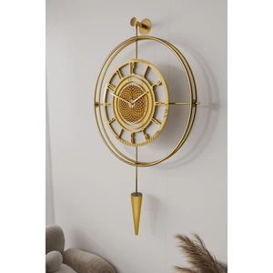 (Gold-Büyük Boy) - Özel Kadranlı Çark Lavinya - Kırılmaz Kadranlı (Mobilya) Metal Duvar Saati