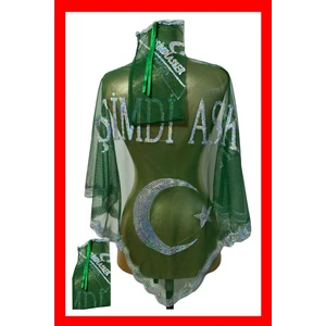 Asker Duvağı ''o Şimdi Asker'' Yazılı Pullu, Eldivenli Yeşil Renk (Üçgen Şeklinde)