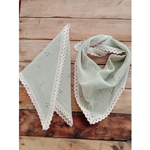 Mufin Collection Anne Kız Kombin Üçgen Muslin Bandana | Dantelli – Pamuklu Kumaş