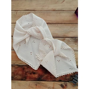 Mufin Collection Anne Kız Kombin Üçgen Muslin Bandana | Dantelli – Pamuklu Kumaş