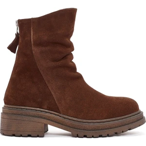 Kadın Kahverengi Fermuarlı Süet Deri Bot 25WFD180710