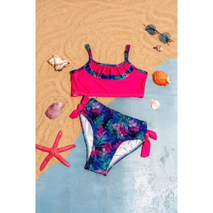 Yaprak Desenli Kız Çocuk Bikini Takımı