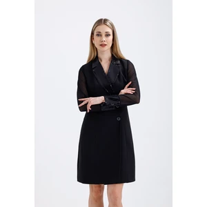 Pul Payet Detaylı Abiye Ceket Elbise | ELB36108 Siyah