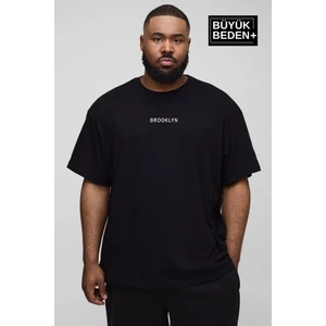 Süperlife Erkek Büyük Beden Orta Brooklyn Baskılı Bisiklet Yaka Tshırt SPR25BTS11