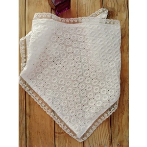 Mufin Collection El Yapımı - Kendinden Bağlamalı Pamuklu Fisto Kumaş - Dantelli - Üçgen Bandana – Şık Tasarım