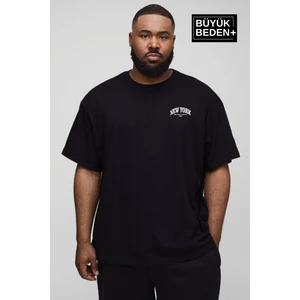 Süperlife Erkek Büyük Beden New York Baskılı Bisiklet Yaka Tshırt SPR25BTS14