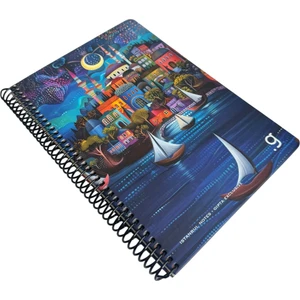 Istanbul Notes Spiralli Defter, Dekoratif Istanbul Tasarımlı, 17X24CM, 80 Yaprak, Kareli, Sert Kapak