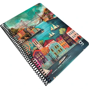 Istanbul Notes Spiralli Defter, Dekoratif Istanbul Tasarımlı, 17X24CM, 80 Yaprak, Kareli, Sert Kapak