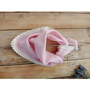 Pamuklu Nakışlı Muslin Kumaş Üçgen Bandana – Fisto Detaylı