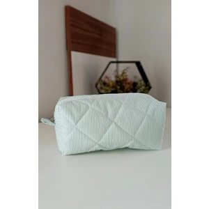 "yumuşak Elyaf Dolgulu, Şık  Kareli Makyaj Çantası Büyük Boy 23X10