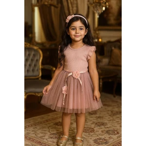 Kız Çocuk Pamuklu Fitilli Elbise