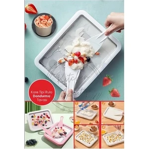 Ev Tipi Spatulalı Kore Tarzı Rulo Dondurma Tavası Yoğurt Dondurma Bowl Tabağı Dondurma Yapma Tavası