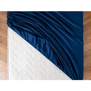 Madame Coco Ciel King Size Lastikli Saten Çarşaf - Lacivert