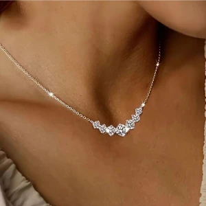 Zarif Gümüş Kaplama Kolye Prenses Kare