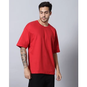 Erkek %100 Pamuk Oversize Kesim Bisiklet Yaka Basic Tişört