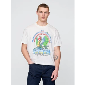 Erkek Beyaz Rolling Stones Grafikli T-Shirt