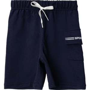 Penye Kargo Cepli Şort Lacivert