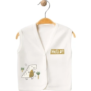 Hello Dino Baskılı Yelek Ekru