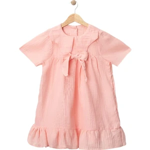 Müslin Pamuk Fiyonklu Elbise Somon