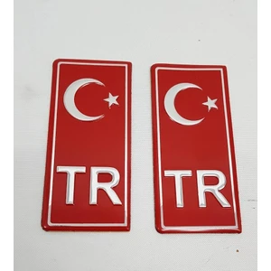 2'li Tr Plaka Sticker Aluminyum Ay Yıldız Kabartm