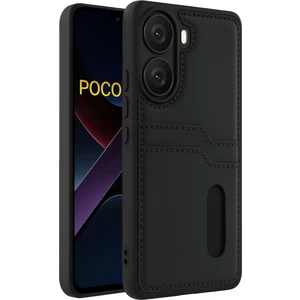 Xiaomi Poco X7 Pro Kılıf Sara Kartvizitli Deri Kılıf - Siyah Dpmah