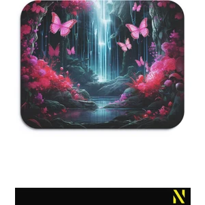 Kelebek Desenli Renkli Ergonomik Mouse Pad - 23 cm x 19 cm - Kaydırmaz Taban Ev ve Ofis Kullanımı Için Ideal Fare Altlığı Mousepad