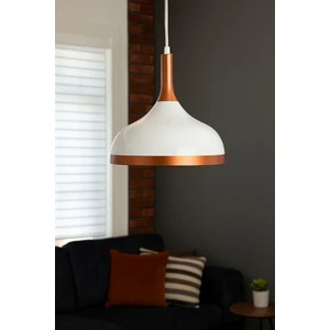 Cosmos Beyaz Içi Bakır Özel Tasarım Modern Dekoratif Cafe Mutfak Salon Sarkıt Tekli Avize (Ampulsüz)