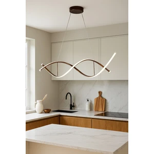 Lumora Kahverengi Modern Tasarım Beyaz Ledli Cafe - Mutfak - Salon 2 Li LED Avize