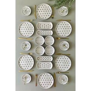 Siyah Kalp Desenli 6 Kişilik 20 Parça Kahvaltı Takımı