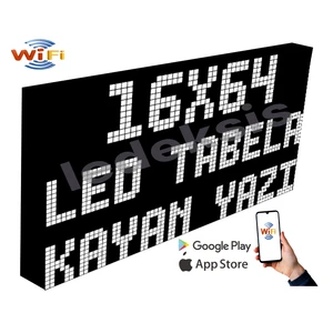 LED Tabela 16 x 64 cm Tek Taraflı Beyaz Kayan Yazı Wifi(Telefondan Yazı Değiştirme)