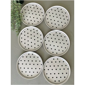 Love Siyah Kalp 6'lı Pasta Tabağı