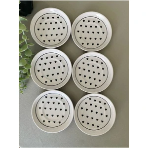 Love Siyah Kalp 6'lı Çay Tabağı