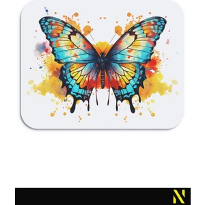 Kelebek Desenli Renkli Ergonomik Mouse Pad - 23 cm x 19 cm - Kaydırmaz Taban Ev ve Ofis Kullanımı Için Ideal Fare Altlığı Mousepad