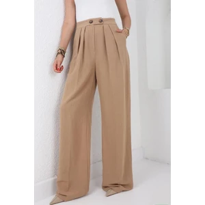 %100 Keten Palazzo Pantolon