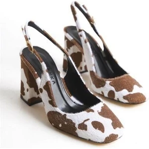 Kadın Psc Gv Inek Desen Topuklu Ayakkabı