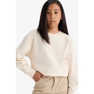 Kız Çocuk Relax Fit Bisiklet Yaka Basic Düz Okul Sweatshirt A2797A825AU