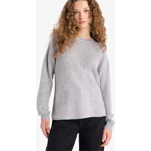 Regular Fit Bisiklet Yaka Selanik Kumaş Basic Düz Triko Kazak