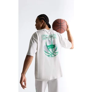 %100 Pamuk NBA Boston Celtics Oversize Geniş Kalıp Bisiklet Yaka Sırt Baskılı Kısa Kollu Tişört E5868AX25AU
