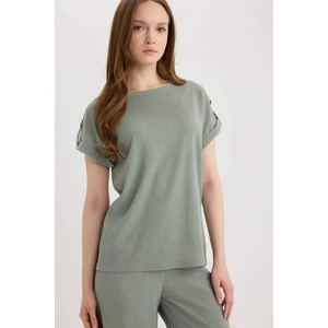 Regular Fit Bisiklet Yaka Bürümcük Kısa Kollu Tişört D3198AX25SP