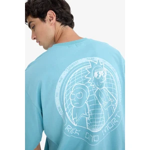 %100 Pamuk Rick and Morty Boxy Fit Rahat Kesim Bisiklet Yaka Sırt Baskılı Kısa Kollu Tişört E9290AX25AU