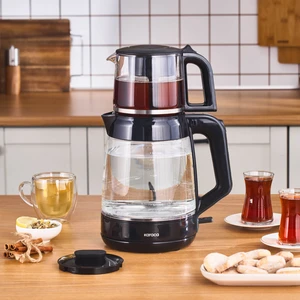 Glass Tea Xl 2 In 1 Cam Çay Makinesi Shiny Black