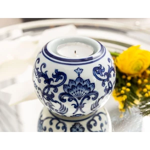 Madame Coco Rennes Mavi Beyaz Desenli Porselen Mumluk – Zarif ve Şık Tasarımıyla Dekorunuza Estetik Dokunuş