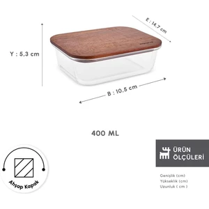 Karya Acacia Ahşap Kapaklı Cam Saklama Kabı 400 ml