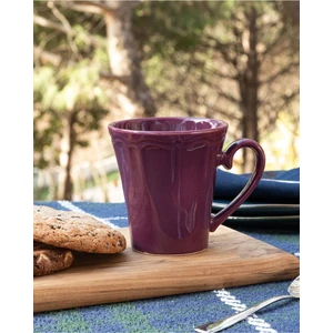 Madame Coco Violet Kupa 260 ml Desenli Seramik Kulpsuz Tek Parça Beyaz Renk