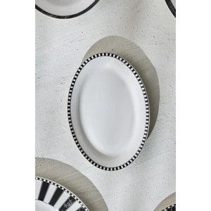 Damalı Küçük Porselen Kayık Tabak 20 cm