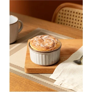Madame Coco Kleby 10 cm Porselen Sufle Kabı - 2'li Set, Zarif Sunum ve Pişirme İçin, Gri Renk, Modern Tariflerle Uyumlu