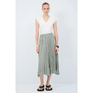 Beli Lastikli Piliseli Midi Etek