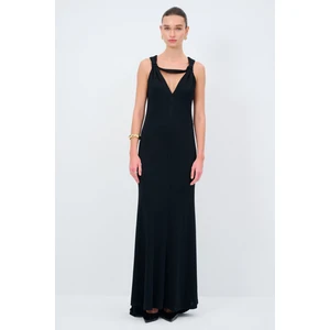 Moda Tutkusu V Yaka Kolsuz Uzun Elbise